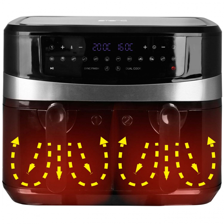 Emerio Dubbel Varmluftsfritös 5+5 liter 2400Watt Digital