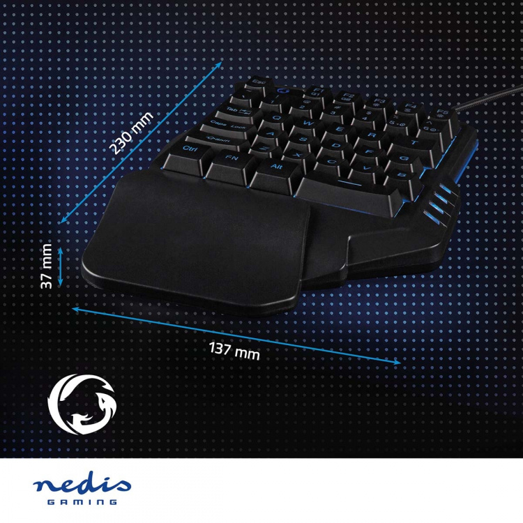 Nedis Trådat Gaming Tagentbord | USB Type-A | Membrantangenter | RGB | Enhandig | Universell | USB ström | Strömkabel längd: 1.60 m | Spel