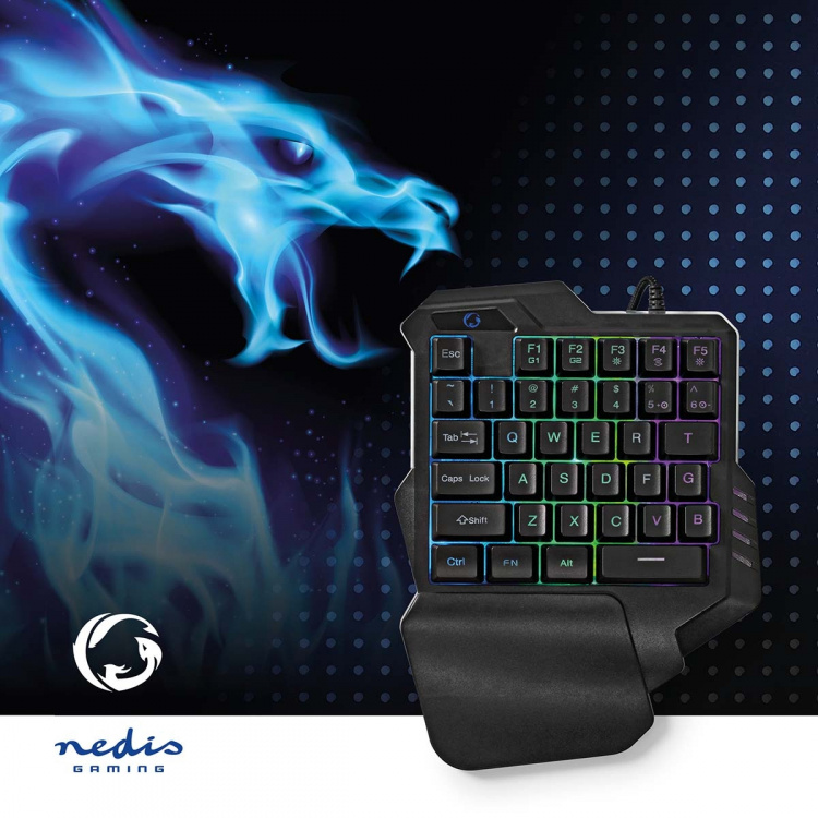Nedis Trådat Gaming Tagentbord | USB Type-A | Membrantangenter | RGB | Enhandig | Universell | USB ström | Strömkabel längd: 1.60 m | Spel
