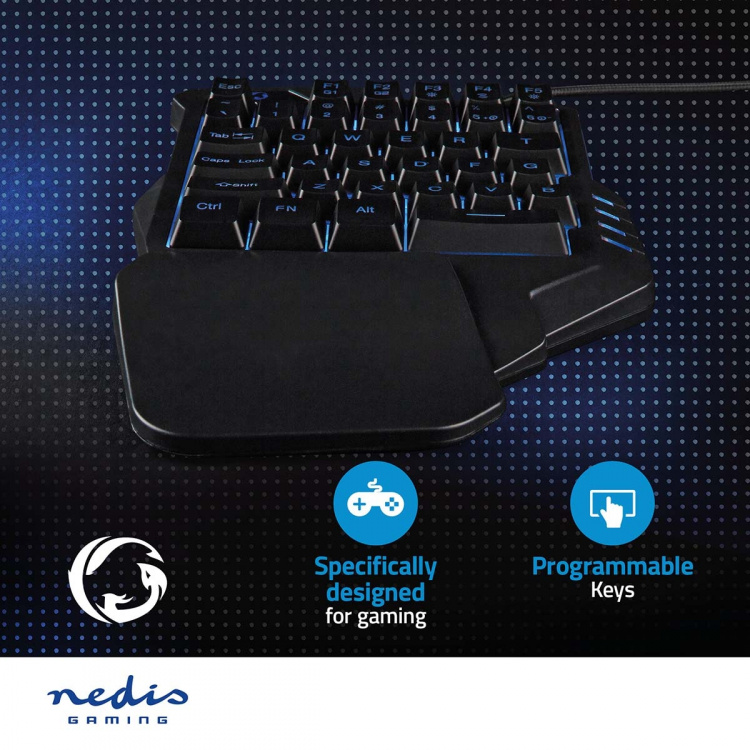 Nedis Trådat Gaming Tagentbord | USB Type-A | Membrantangenter | RGB | Enhandig | Universell | USB ström | Strömkabel längd: 1.60 m | Spel