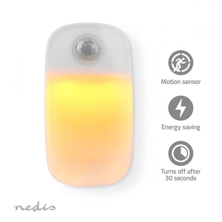 Nedis Plug-In LED Natt Belysning | Rörelsesensor | Dag / natt sensor | 0.55 W | 11 lm | Varm Vit Nedis Plug-In LED Natt Belysning | Rörelsesensor | Dag / natt sensor | 0.55 W | 11 lm | Varm Vit