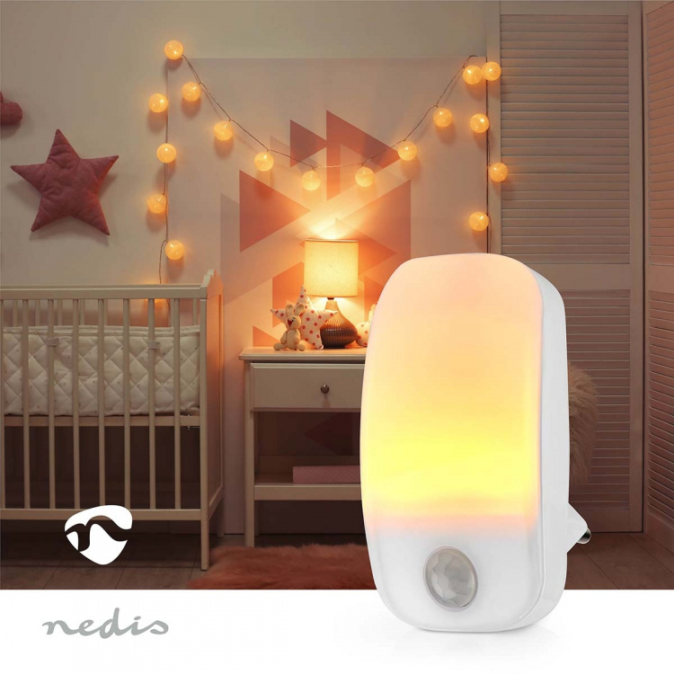 Nedis Plug-In LED Natt Belysning | Rörelsesensor | Dag / natt sensor | 0.55 W | 11 lm | Varm Vit Nedis Plug-In LED Natt Belysning | Rörelsesensor | Dag / natt sensor | 0.55 W | 11 lm | Varm Vit