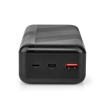 Nedis Powerbank | 30000 mAh | 1.5 / 2.0 / 3.0 A | Antal utgångar: 2 | Utgångsanslutning: 1x USB-A / 1x USB-C™ | Ingångsanslutning: 1x Micro USB / 1x USB-C™ | PD3.0 20W | Litium-polymer