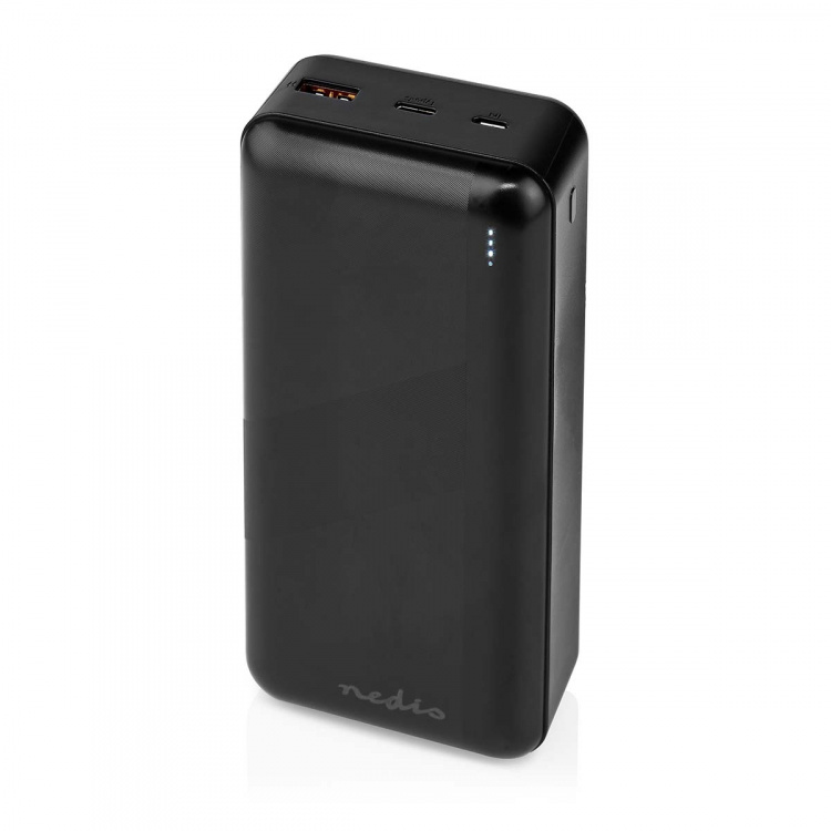 Nedis Powerbank | 32000 mAh | 2.4 / 3.0 / 3.25 A | Antal utgångar: 2 | Utgångsanslutning: 1x USB-A / 1x USB-C™ | Ingångsanslutning: 1x Micro USB / 1x USB-C™ | PD3.0 45W / PD3.0 65W | Litium-polymer