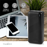 Nedis Powerbank | 32000 mAh | 2.4 / 3.0 / 3.25 A | Antal utgångar: 2 | Utgångsanslutning: 1x USB-A / 1x USB-C™ | Ingångsanslutning: 1x Micro USB / 1x USB-C™ | PD3.0 45W / PD3.0 65W | Litium-polymer