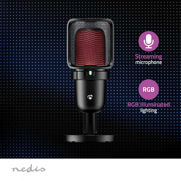 Nedis Streaming- och Spelmikrofon | Apparat: Notebook / Skrivbord | USB Type-A | På / av-knapp | POP Filter