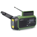 Nedis Nödradio | Portabel design | DAB+ / FM | Batteridriven / Handvev / Solar Powered / USB ström | Väckarklocka | Grön / Svart