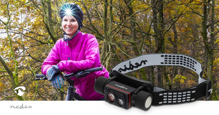 Nedis LED huvudlampa | Batteridriven / USB ström | 3.7 V DC | batterier medföljer | Uppladdningsbara | Angivet ljusflöde: 1000 lm | Belysningsräckvidd: 180 m Nedis LED huvudlampa | Batteridriven / USB ström | 3.7 V DC | batterier medföljer | Uppladdningsbara | Angivet ljusflöde: 1000 lm | Belysningsräckvidd: 180 m