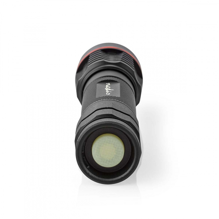 Nedis LED ficklampa | Batteridriven | 3.7 V DC | 10 W | N/A | batterier medföljer | Uppladdningsbara | Angivet ljusflöde: 1000 lm | Belysningsräckvidd: 200 m | Strålvinkel: 10 °