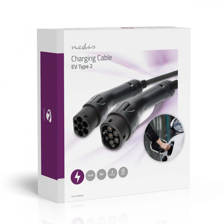 Nedis Elfordonskabel | Cable Type 2 | 16 A | 11000 W | 3-Faser | 5.00 m | Svart | Presentbox Nedis Elfordonskabel | Cable Type 2 | 16 A | 11000 W | 3-Faser | 5.00 m | Svart | Presentbox
