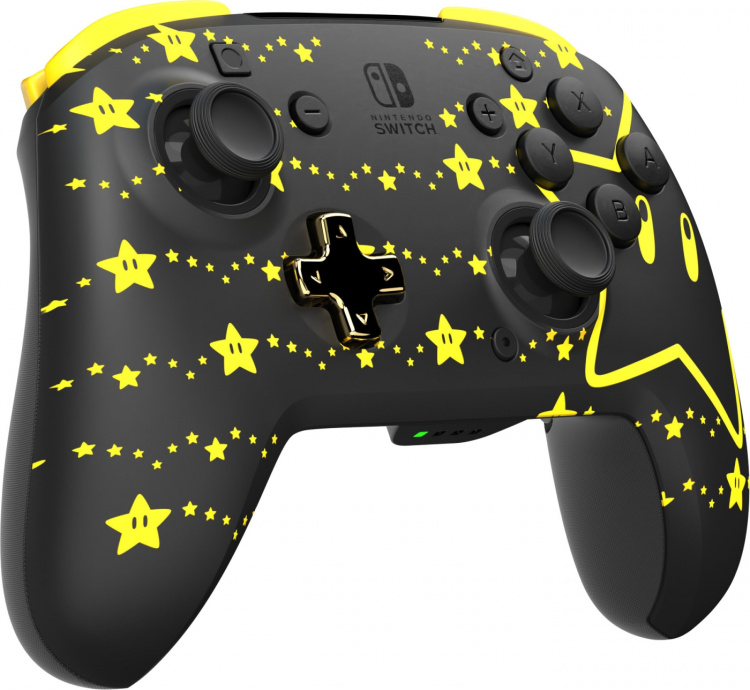 PDP Gaming Rematch Glow Wireless Controller - trådlös spelkontroll, Mario Stars, Switch