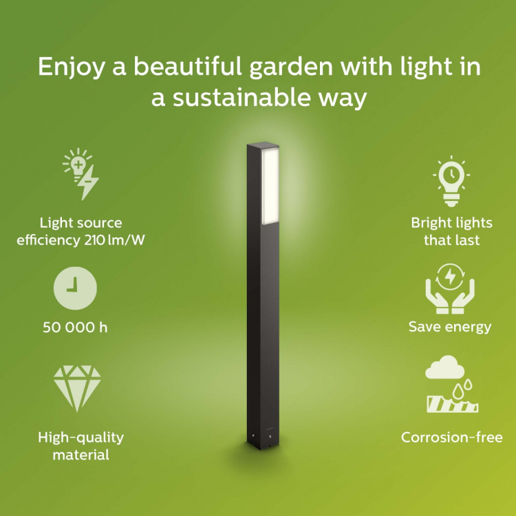 Philips Stratosphere Pollare Ultra Efficient LED 3,8W 800lm Antracit