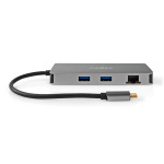 Nedis USB Multi-Port Adapter | 7-i-1 | USB 3.2 Gen 1 | USB-C™ Hane | Micro SD / RJ45 Hona / SD / USB-C™ Hona / 2x HDMI™ / 2x USB-A Hona | 5 Gbps | 0.20 m | Rund | Guldplaterad | PVC | Antracit | Låda