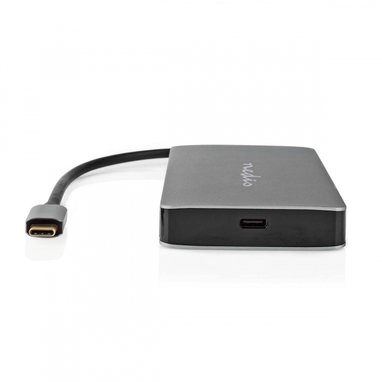 Nedis USB Multi-Port Adapter | 7-i-1 | USB 3.2 Gen 1 | USB-C™ Hane | Micro SD / RJ45 Hona / SD / USB-C™ Hona / 2x HDMI™ / 2x USB-A Hona | 5 Gbps | 0.20 m | Rund | Guldplaterad | PVC | Antracit | Låda
