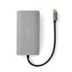 Nedis USB Multi-Port Adapter | 7-i-1 | USB 3.2 Gen 1 | USB-C™ Hane | Micro SD / RJ45 Hona / SD / USB-C™ Hona / 2x HDMI™ / 2x USB-A Hona | 5 Gbps | 0.20 m | Rund | Guldplaterad | PVC | Antracit | Låda