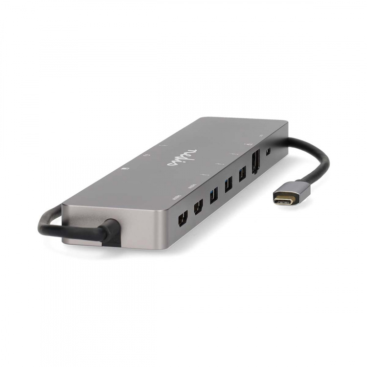 Nedis USB Multi-Port Adapter | 10-i-1 | USB 3.2 Gen 1 | USB-C™ Hane | Micro SD / RJ45 Hona / SD / 2x HDMI™ / 2x USB-C™ / 3x USB-A Hona | 0.40 m | Rund | Guldplaterad | TPE | Antracit | Låda Nedis USB Multi-Port Adapter | 10-i-1 | USB 3.2 Gen 1 | USB-C™ Hane | Micro SD / RJ45 Hona / SD / 2x HDMI™ / 2x USB-C™ / 3x USB-A Hona | 0.40 m | Rund | Guldplaterad | TPE | Antracit | Låda