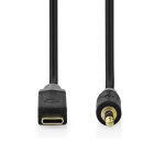 Nedis USB-C™ Adapter | USB 2.0 | USB-C™ Hane | 3.5 mm Hane | 1.00 m | Rund | Guldplaterad | PVC | Svart | Låda Nedis USB-C™ Adapter | USB 2.0 | USB-C™ Hane | 3.5 mm Hane | 1.00 m | Rund | Guldplaterad | PVC | Svart | Låda