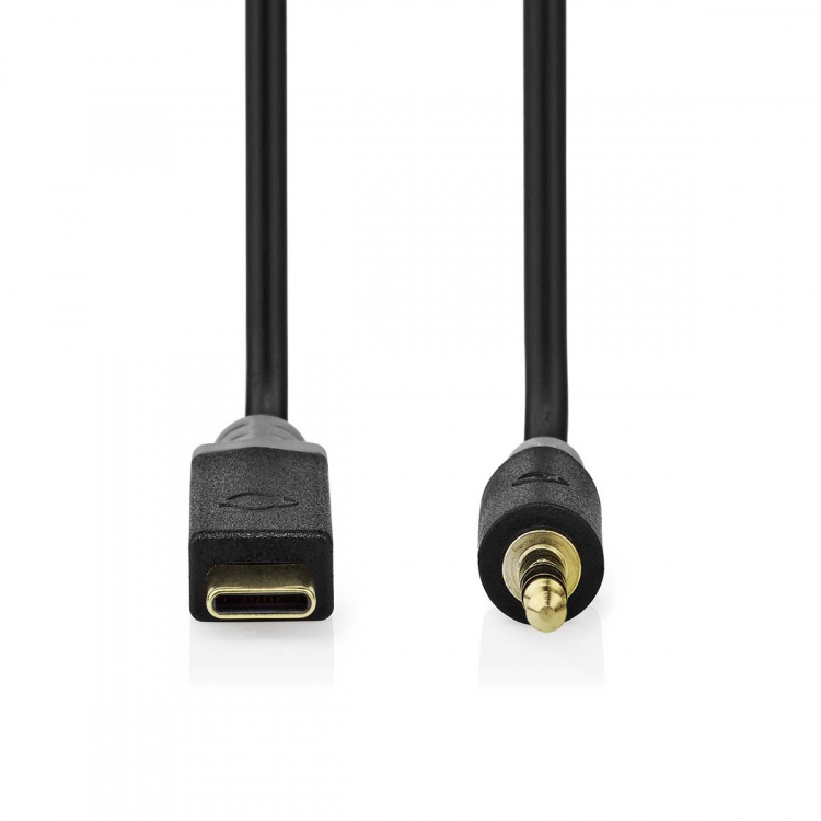 Nedis USB-C™ Adapter | USB 2.0 | USB-C™ Hane | 3.5 mm Hane | 1.00 m | Rund | Guldplaterad | PVC | Svart | Låda Nedis USB-C™ Adapter | USB 2.0 | USB-C™ Hane | 3.5 mm Hane | 1.00 m | Rund | Guldplaterad | PVC | Svart | Låda