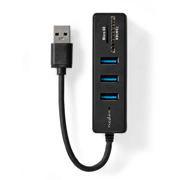 Nedis USB-hubb | USB-A Male | 3x USB A Female | 5-Port port(s) | USB 3.2 Gen 1 | USB ström | 5 Gbps | SD & MicroSD