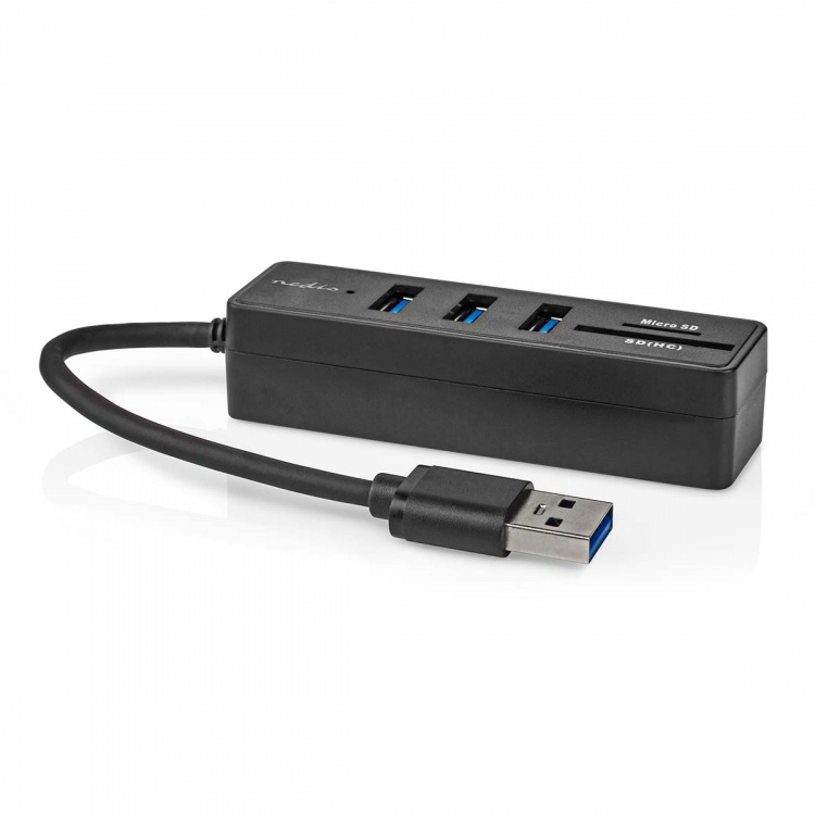 Nedis USB-hubb | USB-A Male | 3x USB A Female | 5-Port port(s) | USB 3.2 Gen 1 | USB ström | 5 Gbps | SD & MicroSD