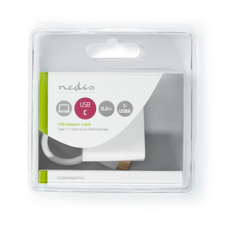 Nedis USB Multi-Port Adapter | 2-in-1 | USB 3.2 Gen 1 | USB-C™ Hane | 2x USB-A | 1000 Mbps | 0.20 m | Rund | Nickelplaterad | PVC | Vit | Blister Nedis USB Multi-Port Adapter | 2-in-1 | USB 3.2 Gen 1 | USB-C™ Hane | 2x USB-A | 1000 Mbps | 0.20 m | Rund | Nickelplaterad | PVC | Vit | Blister