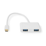 Nedis USB Multi-Port Adapter | 2-in-1 | USB 3.2 Gen 1 | USB-C™ Hane | 2x USB-A | 5 Gbps | 0.20 m | Rund | Nickelplaterad | PVC | Vit | Plastpåse