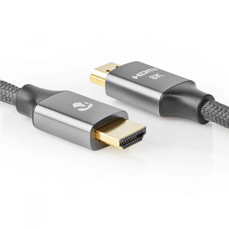 Nedis Ultra High Speed ​​HDMI ™ kabel | HDMI™ Kontakt | HDMI™ Kontakt | 8K@60Hz | 48 Gbps | 3.00 m | Rund | 6.7 mm | Grått Med Metall | Kartong med täckt fönster