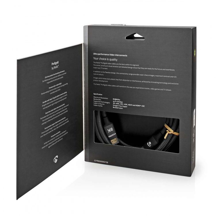 Nedis Ultra High Speed ​​HDMI ™ kabel | HDMI™ Kontakt | HDMI™ Kontakt | 8K@60Hz | 48 Gbps | 3.00 m | Rund | 6.7 mm | Grått Med Metall | Kartong med täckt fönster