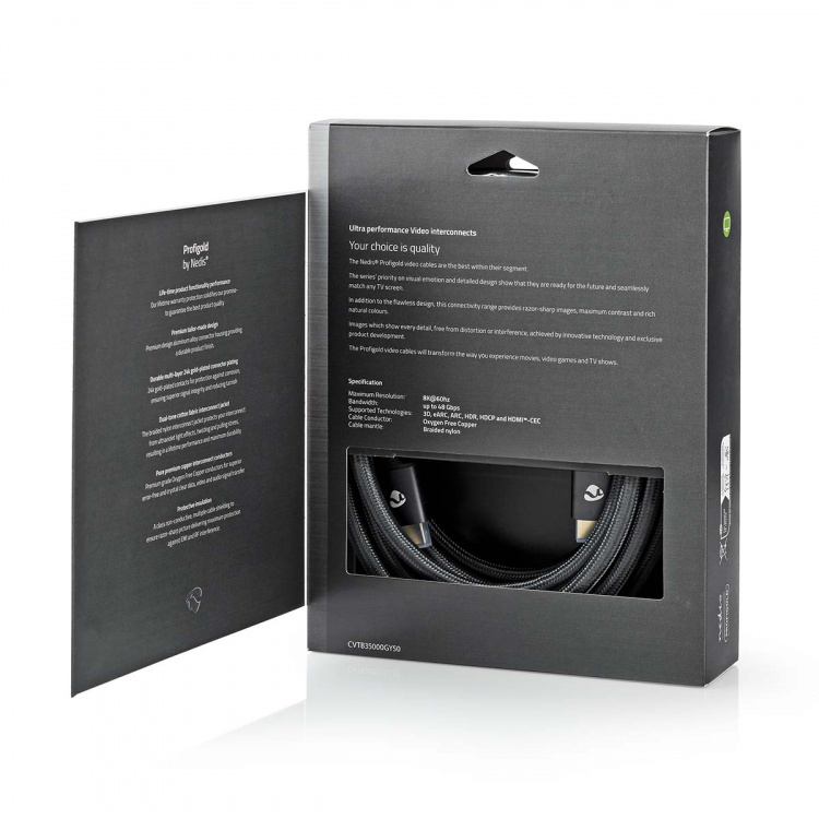 Nedis Ultra High Speed HDMI ™ kabel | HDMI™ Kontakt | HDMI™ Kontakt | 8K@60Hz | 48 Gbps | 5.00 m | Rund | 6.7 mm | Grått Med Metall | Kartong med täckt fönster Nedis Ultra High Speed HDMI ™ kabel | HDMI™ Kontakt | HDMI™ Kontakt | 8K@60Hz | 48 Gbps | 5.00 m | Rund | 6.7 mm | Grått Med Metall | Kartong med täckt fönster