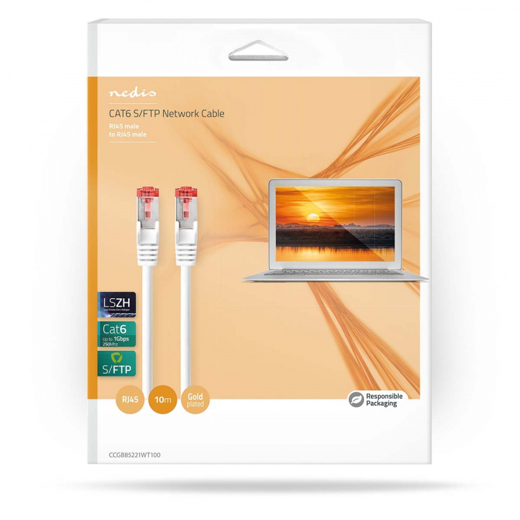 Nedis CAT6 Nätverkskabel | RJ45 hane | RJ45 hane | S/FTP | 10.0 m | Inomhus | Rund | LSZH | Vit | Låda Nedis CAT6 Nätverkskabel | RJ45 hane | RJ45 hane | S/FTP | 10.0 m | Inomhus | Rund | LSZH | Vit | Låda