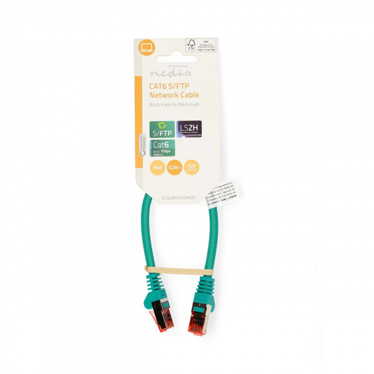 Nedis CAT6 Nätverkskabel | RJ45 hane | RJ45 hane | S/FTP | 0.25 m | Rund | LSZH | Grön | Label Nedis CAT6 Nätverkskabel | RJ45 hane | RJ45 hane | S/FTP | 0.25 m | Rund | LSZH | Grön | Label