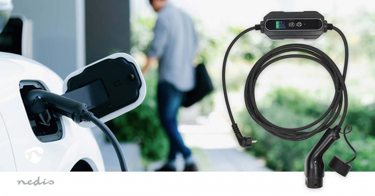 Nedis Bärbar laddare för elfordon | AT-N05V3V3-F 3G1.5 | 1380 / 2300 / 3680 W | 6 / 8 / 10 / 13 / 16 A | 1 Phase | 5.00 m | Svart | Presentbox