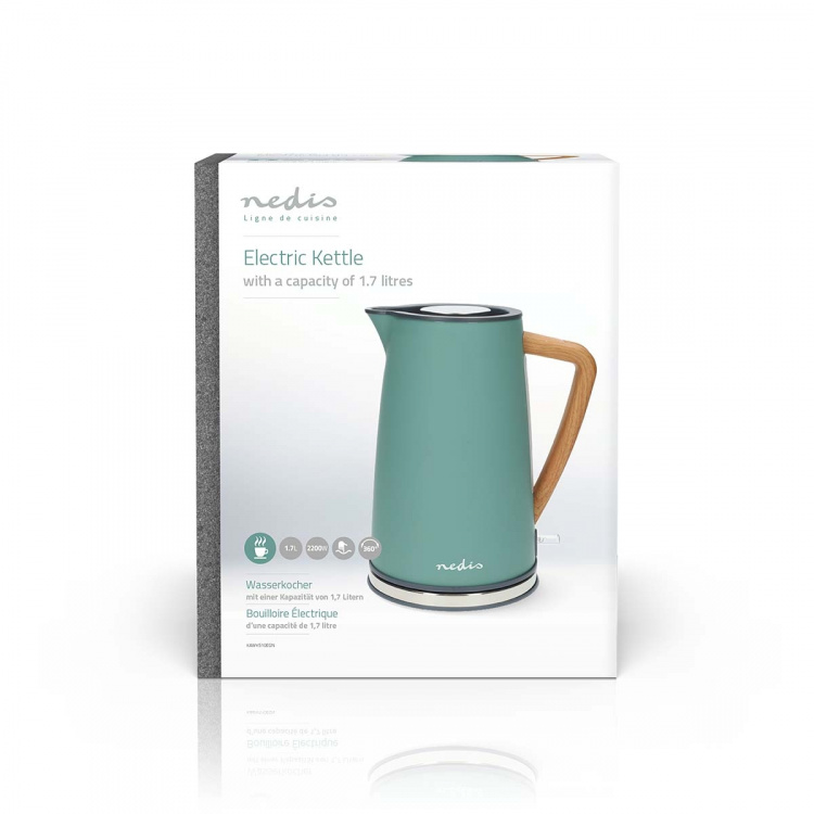 Nedis Vatten kokare | 1.7 l | Soft-Touch | Grön | Roterbar 360 grader | Dolt värmeelement | Strix® kontroll | Koka-tort funktion
