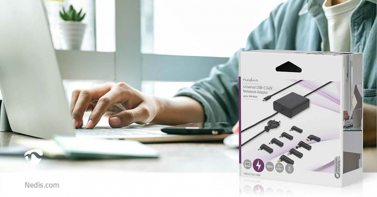 Nedis Notebook Adapter | GaN | 100 W | 5 / 9 / 12 / 15 / 20 V DC | 3.0 / 5.0 A | Används för: Dator / Smartphone / Surfplatta | Euro / Typ-C (CEE 7/16) Nedis Notebook Adapter | GaN | 100 W | 5 / 9 / 12 / 15 / 20 V DC | 3.0 / 5.0 A | Används för: Dator / Smartphone / Surfplatta | Euro / Typ-C (CEE 7/16)