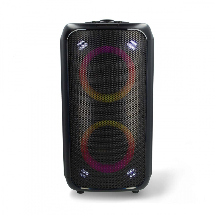 Nedis Bluetooth® Party Speaker | Maximal batteritid: 5 timmar | 240 W | Bärhandtag | Festljus | Equalizer | Orange / Svart Nedis Bluetooth® Party Speaker | Maximal batteritid: 5 timmar | 240 W | Bärhandtag | Festljus | Equalizer | Orange / Svart