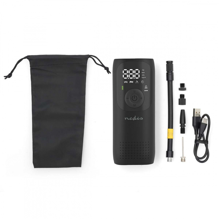 Nedis Laddningsbar luftkompressor | 0.1 - 10.3 Bar | Dunlop ventil | Driftlägen: Bil / motorcykel / cykel / boll | Ja | Lufttrycksmätare