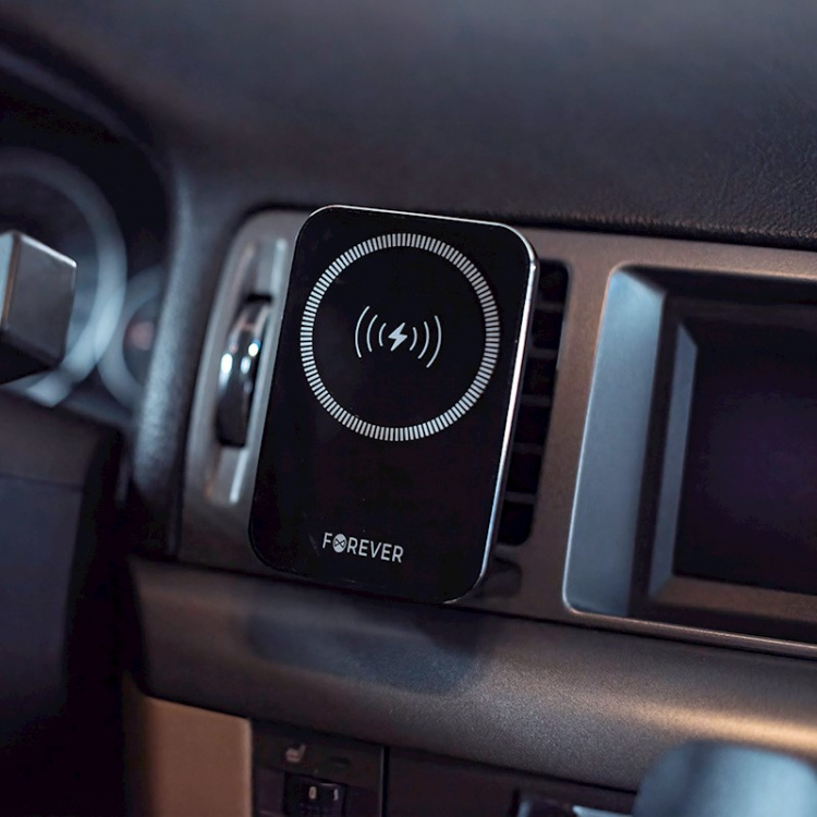 Forever MACH-100 - Bilhållare med trådlös laddning för Smartphones, 15W, Svart