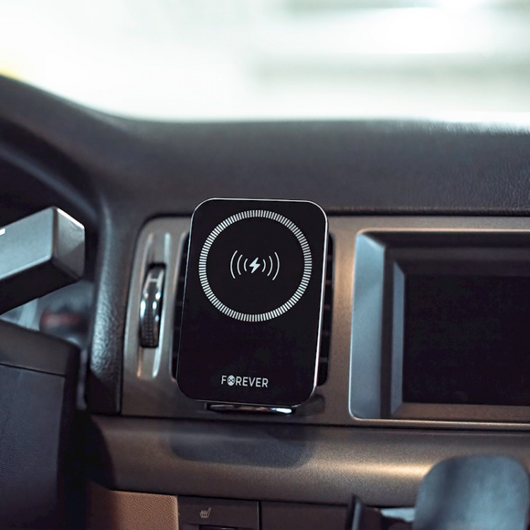 Forever MACH-100 - Bilhållare med trådlös laddning för Smartphones, 15W, Svart