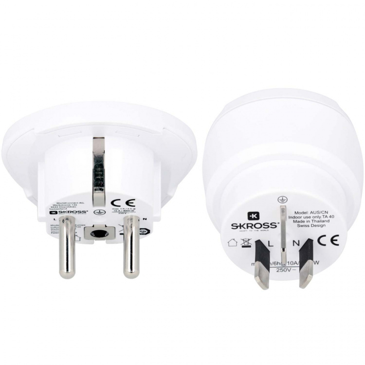 SKROSS Reseadapter Combo Världen till Australien/Kina + Europa Jordad