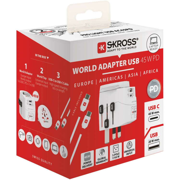 SKROSS PRO Light USB AC45PD World 1xUSB-C PD + 1 x USB-A 45W SKROSS PRO Light USB AC45PD World 1xUSB-C PD + 1 x USB-A 45W
