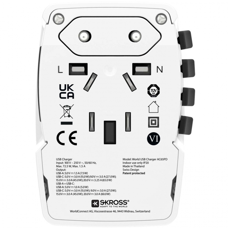 SKROSS World USB Charger AC65PD USB-C PD + USB-A 65W SKROSS World USB Charger AC65PD USB-C PD + USB-A 65W