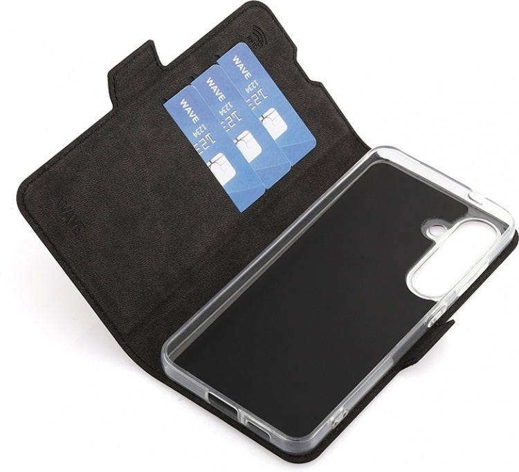 Wave BookCase -skyddsskal, Samsung Galaxy S24, svart