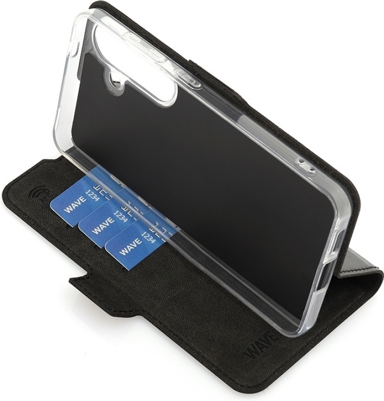Wave BookCase -skyddsskal, Samsung Galaxy S24, svart