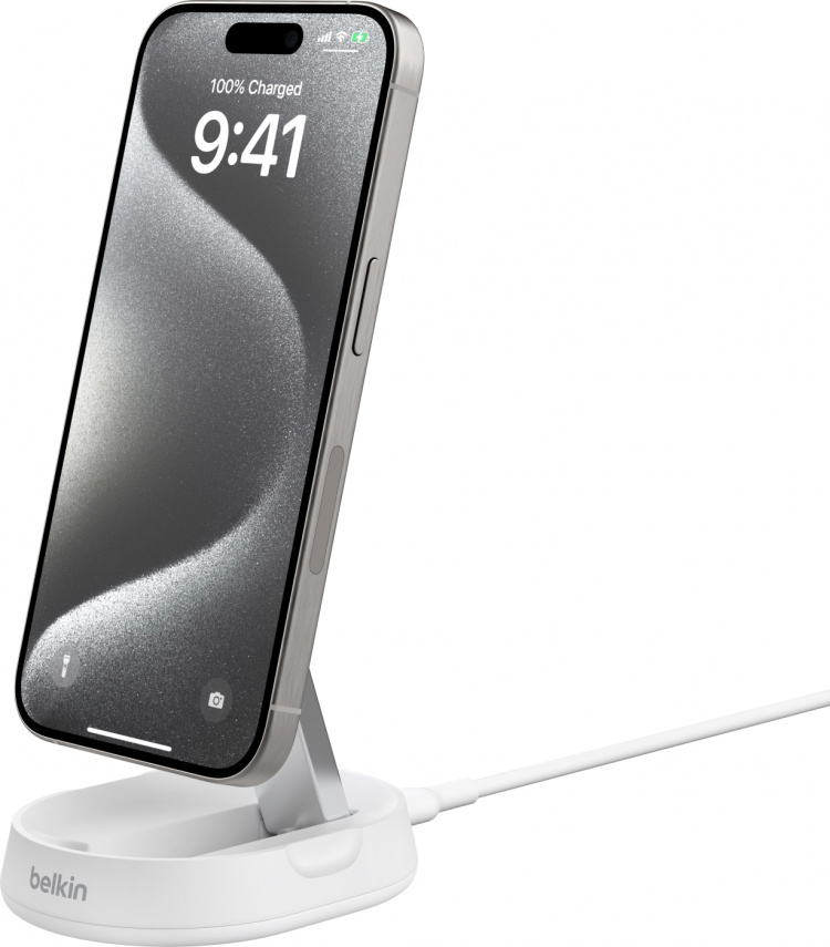 Belkin BoostCharge Pro hopfällbar Qi2 laddningsplatta, vit Belkin BoostCharge Pro hopfällbar Qi2 laddningsplatta, vit