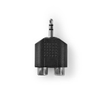 Nedis Stereo Audio Adapter | 3.5 mm Hane | 2x RCA Hona | Nickelplaterad | Rak | ABS | Svart | 1 st. | Låda Nedis Stereo Audio Adapter | 3.5 mm Hane | 2x RCA Hona | Nickelplaterad | Rak | ABS | Svart | 1 st. | Låda