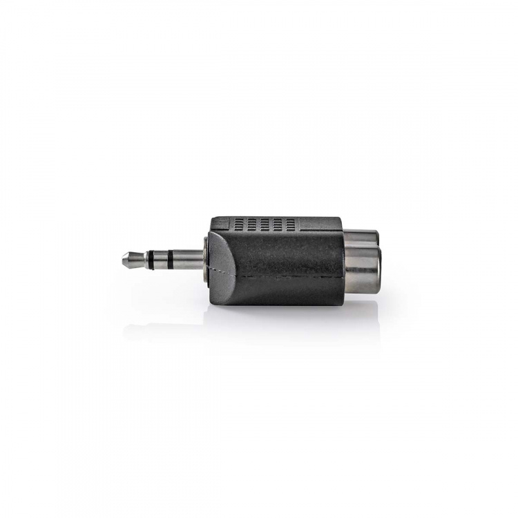 Nedis Stereo Audio Adapter | 3.5 mm Hane | 2x RCA Hona | Nickelplaterad | Rak | ABS | Svart | 1 st. | Låda Nedis Stereo Audio Adapter | 3.5 mm Hane | 2x RCA Hona | Nickelplaterad | Rak | ABS | Svart | 1 st. | Låda