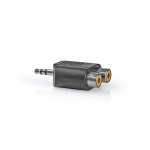 Nedis Stereo Audio Adapter | 3.5 mm Hane | 2x RCA Hona | Nickelplaterad | Rak | ABS | Svart | 1 st. | Låda Nedis Stereo Audio Adapter | 3.5 mm Hane | 2x RCA Hona | Nickelplaterad | Rak | ABS | Svart | 1 st. | Låda
