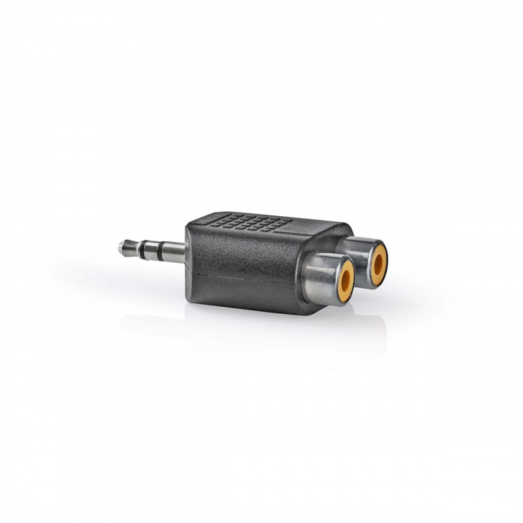 Nedis Stereo Audio Adapter | 3.5 mm Hane | 2x RCA Hona | Nickelplaterad | Rak | ABS | Svart | 1 st. | Låda Nedis Stereo Audio Adapter | 3.5 mm Hane | 2x RCA Hona | Nickelplaterad | Rak | ABS | Svart | 1 st. | Låda