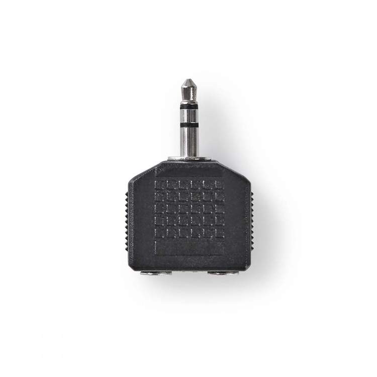 Nedis Stereo Audio Adapter | 3.5 mm Hane | 2x 3.5 mm, Hona | Nickelplaterad | Rak | ABS | Svart | 1 st. | Låda Nedis Stereo Audio Adapter | 3.5 mm Hane | 2x 3.5 mm, Hona | Nickelplaterad | Rak | ABS | Svart | 1 st. | Låda