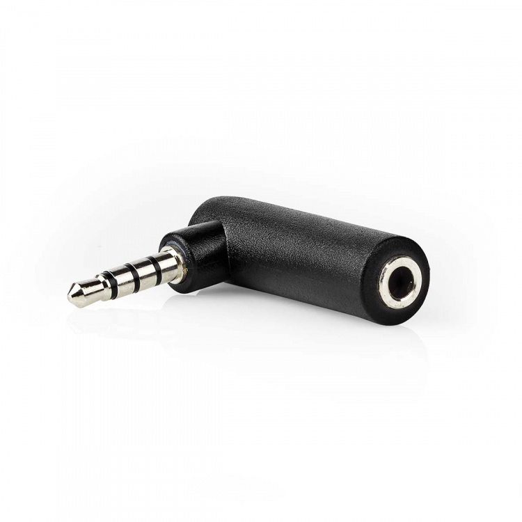 Nedis Stereo Audio Adapter | 3.5 mm Hane | 3.5 mm Hona | Nickelplaterad | Vinklat 90° | Metall | Svart | 1 st. | Låda